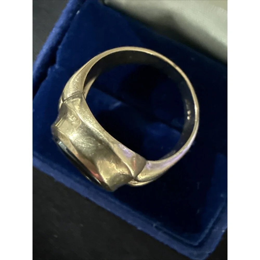 VTG 10K Yellow Gold Ostby & Barton Intaglio Signet Hematite Ring 10.61g Sz 12
